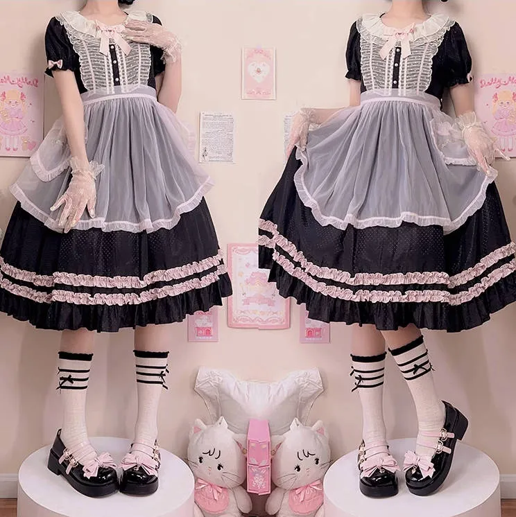 Kawaii Black Round Toe Bow Mary Jane Lolita Shoes