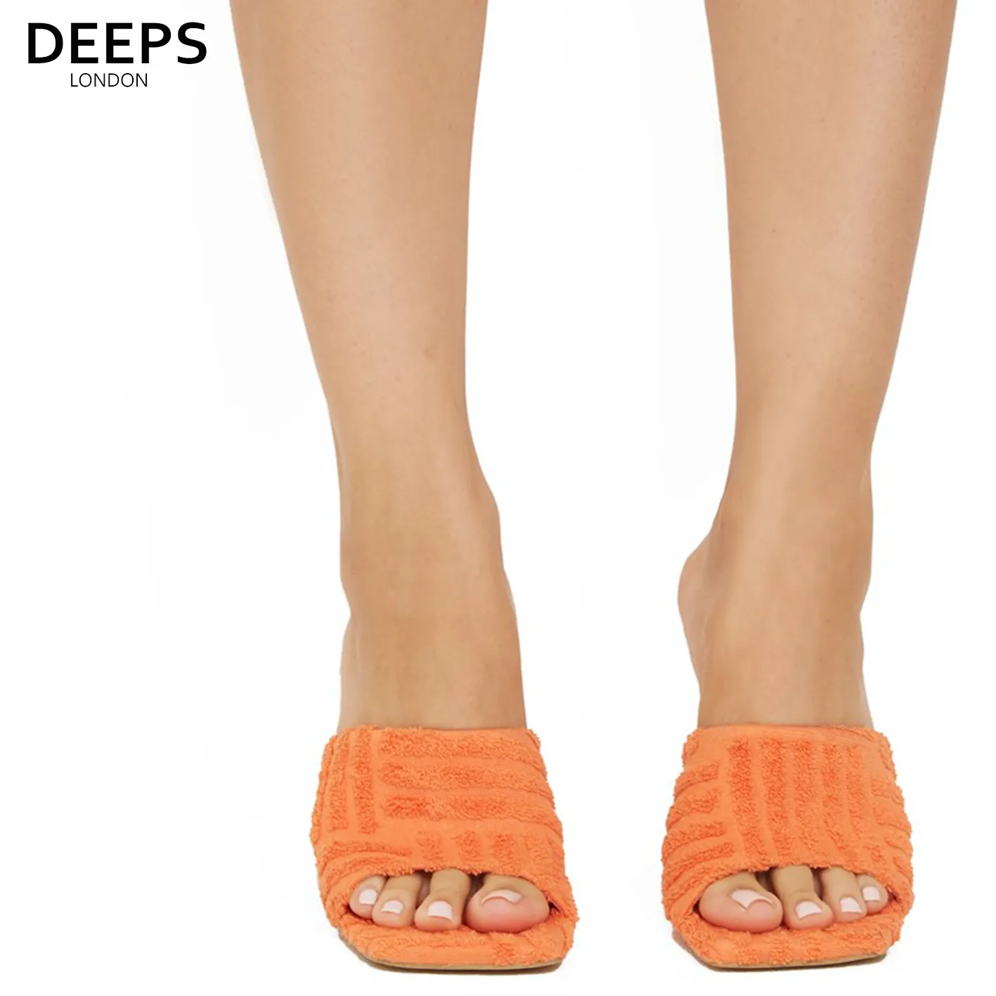 LAILA TOWEL FABRIC MULE HEEL BLACK