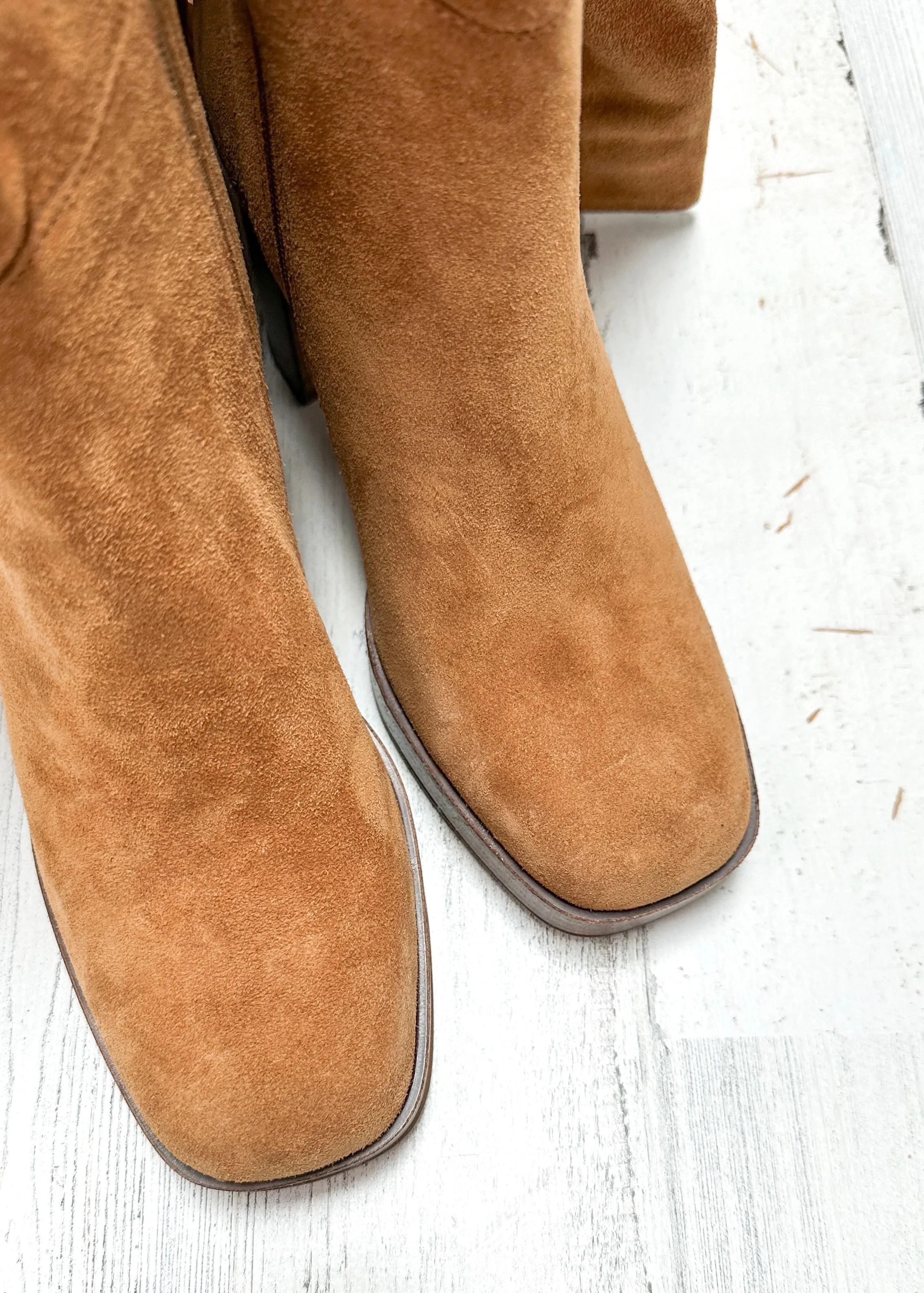 NEW Free People Brown Cognac Suede Echo Platform Over the Knee Boots (38.5)