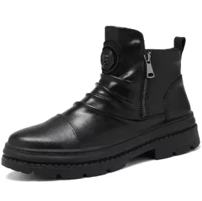 NEW Men’s Zipper Ankle Boots, British Style Punk Boots, High-Cut Chelsea Boots, Size 44 (11)