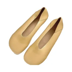 Smile Circle Leather Ballet Flats - Simple and Comfortable Round Toe Shoes for Women
