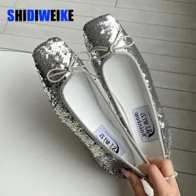 Supple Patent Leather Square Toe Ballet Style Shoes
