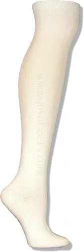 White Solid Acrylic Over The Knee Socks (Women's)