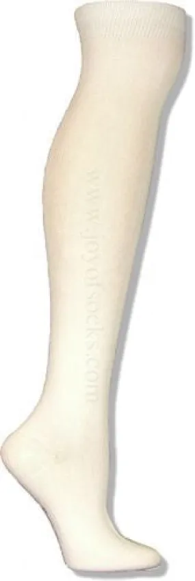White Solid Acrylic Over The Knee Socks (Women's)