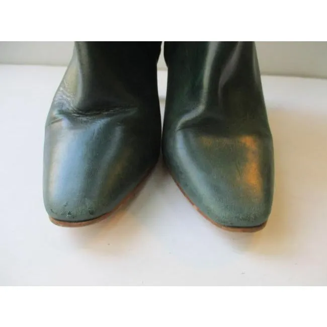 Zara Green Zip Up Basic Collection Hunter Ankle Bootsbooties Size Eu