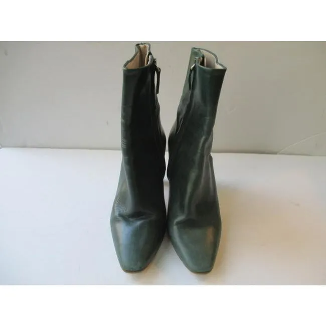 Zara Green Zip Up Basic Collection Hunter Ankle Bootsbooties Size Eu
