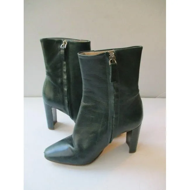 Zara Green Zip Up Basic Collection Hunter Ankle Bootsbooties Size Eu