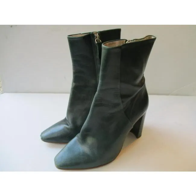 Zara Green Zip Up Basic Collection Hunter Ankle Bootsbooties Size Eu